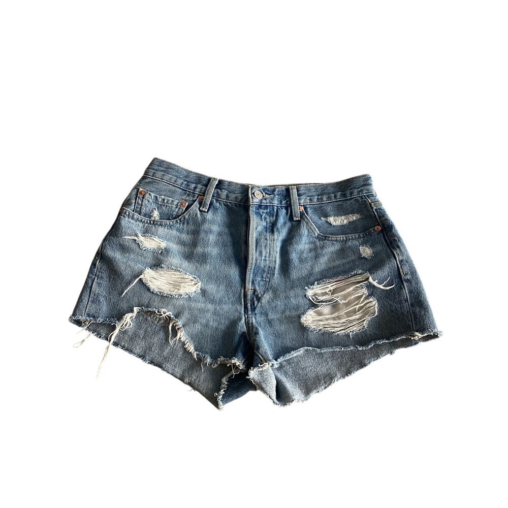 Levi's 501 Original High-Rise Jean Cutoff Shorts Jorts premium Blue Size 29